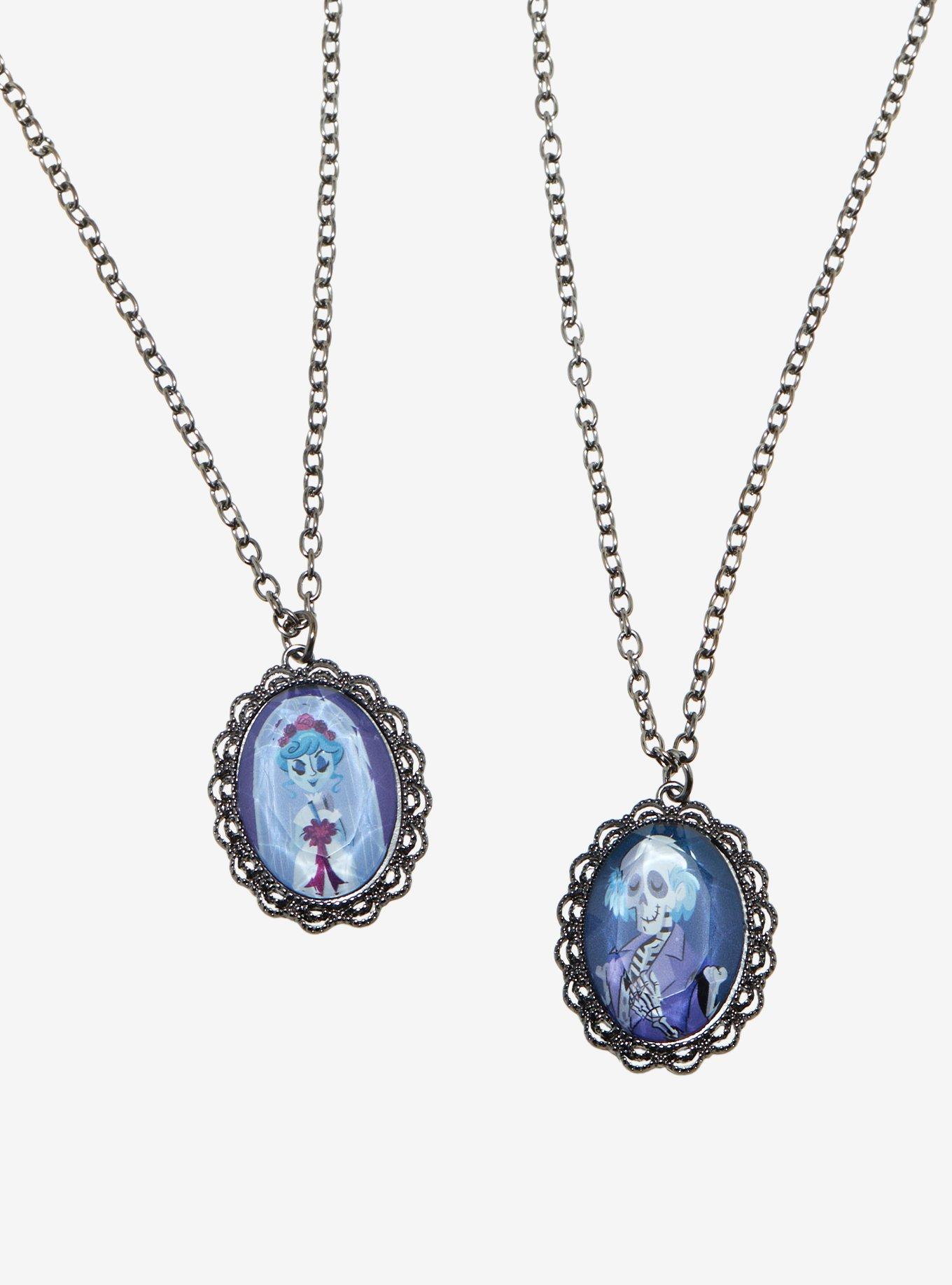 Disney The Haunted Mansion Art Cameo Best Friend Necklace Set, , alternate