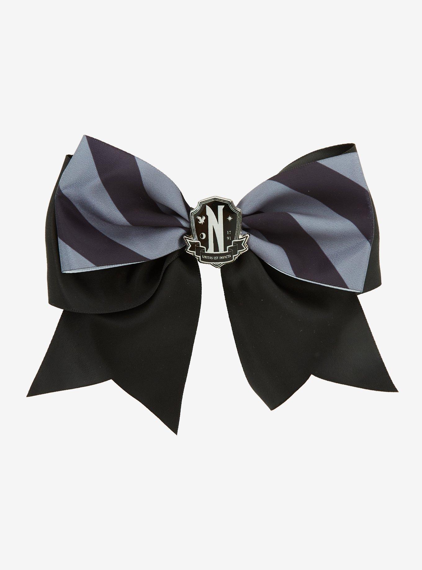 Wednesday Nevermore Stripe Hair Bow, , alternate