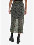Thorn & Fable Olive Floral Mesh Midi Skirt, OLIVE, alternate
