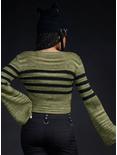 Social Collision Green & Black Stripe Bell Sleeve Sweater, GREEN, alternate
