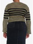 Social Collision Green & Black Stripe Bell Sleeve Sweater Plus Size, GREEN, alternate