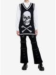 Social Collision Skull & Crossbones Girls Oversized Sweater Vest, BLACK, alternate
