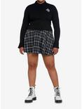 Cosmic Aura Gothic Cross Bell-Sleeve Girls Button-Up  Top Plus Size, BLACK, alternate