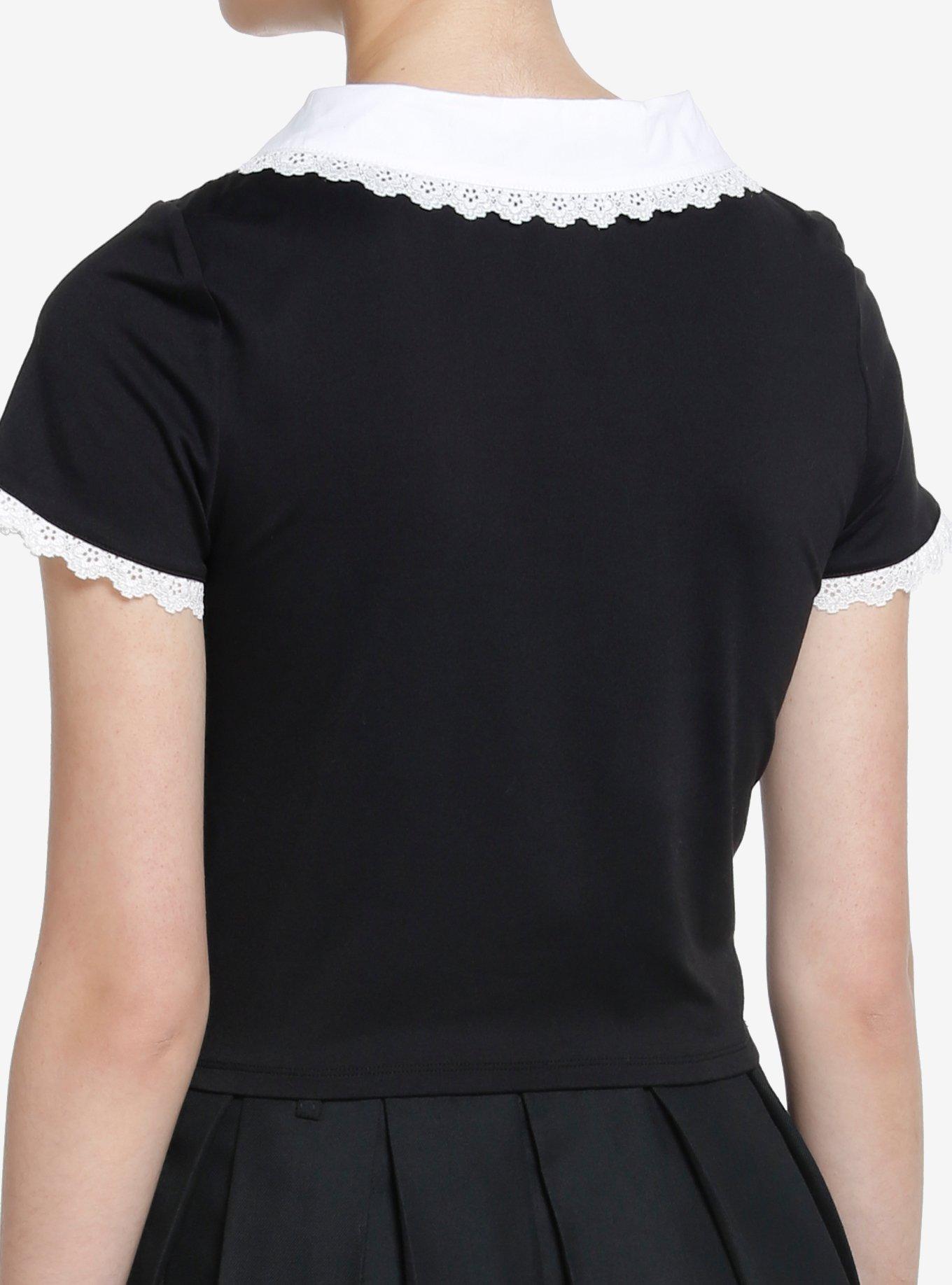 Sweet Society Pumpkin Collared Girls Top, BLACK, alternate