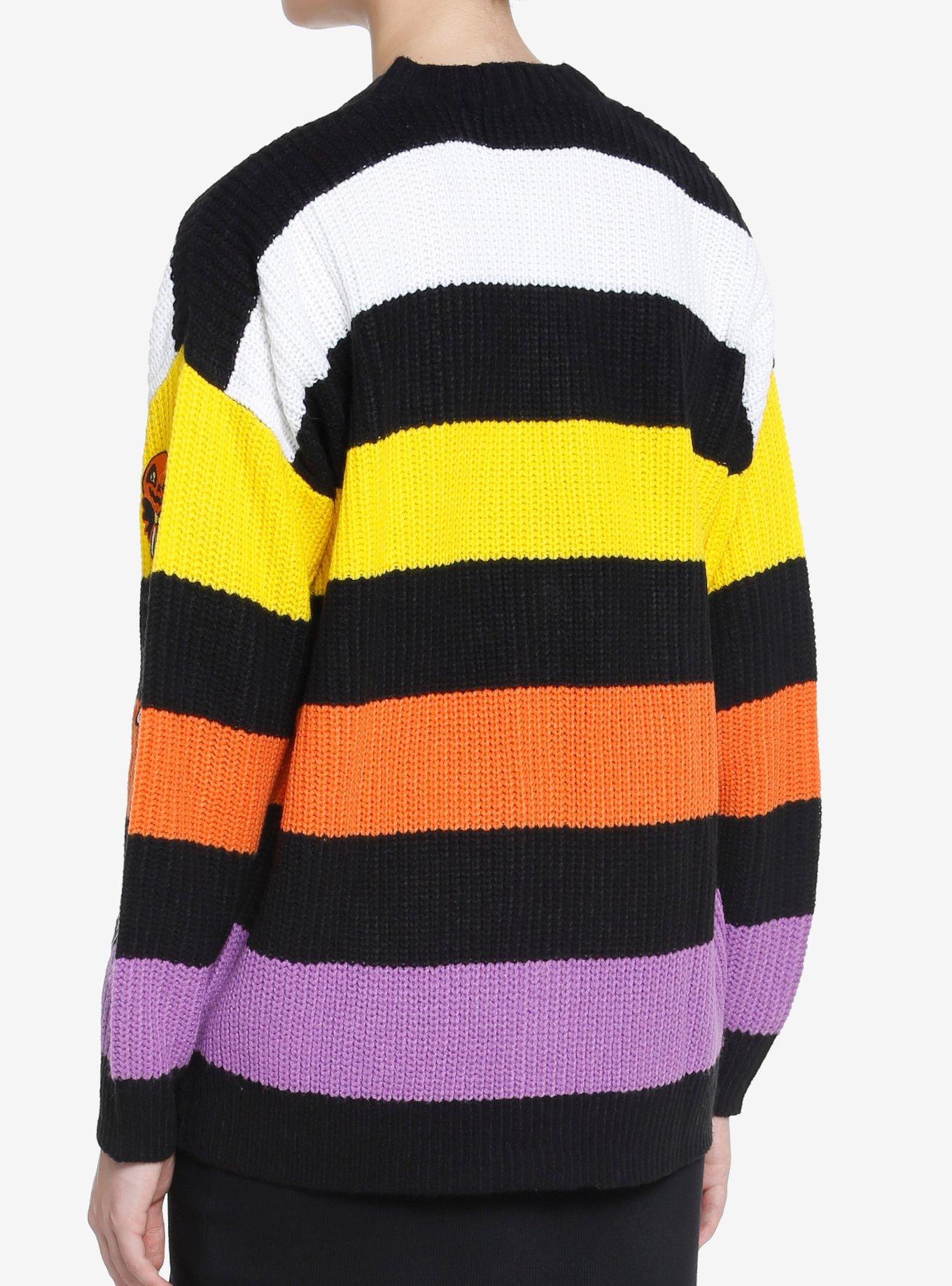 Sweet Society Kawaii Halloween Candy Stripe Girls Cardigan, STRIPES - ORANGE, alternate