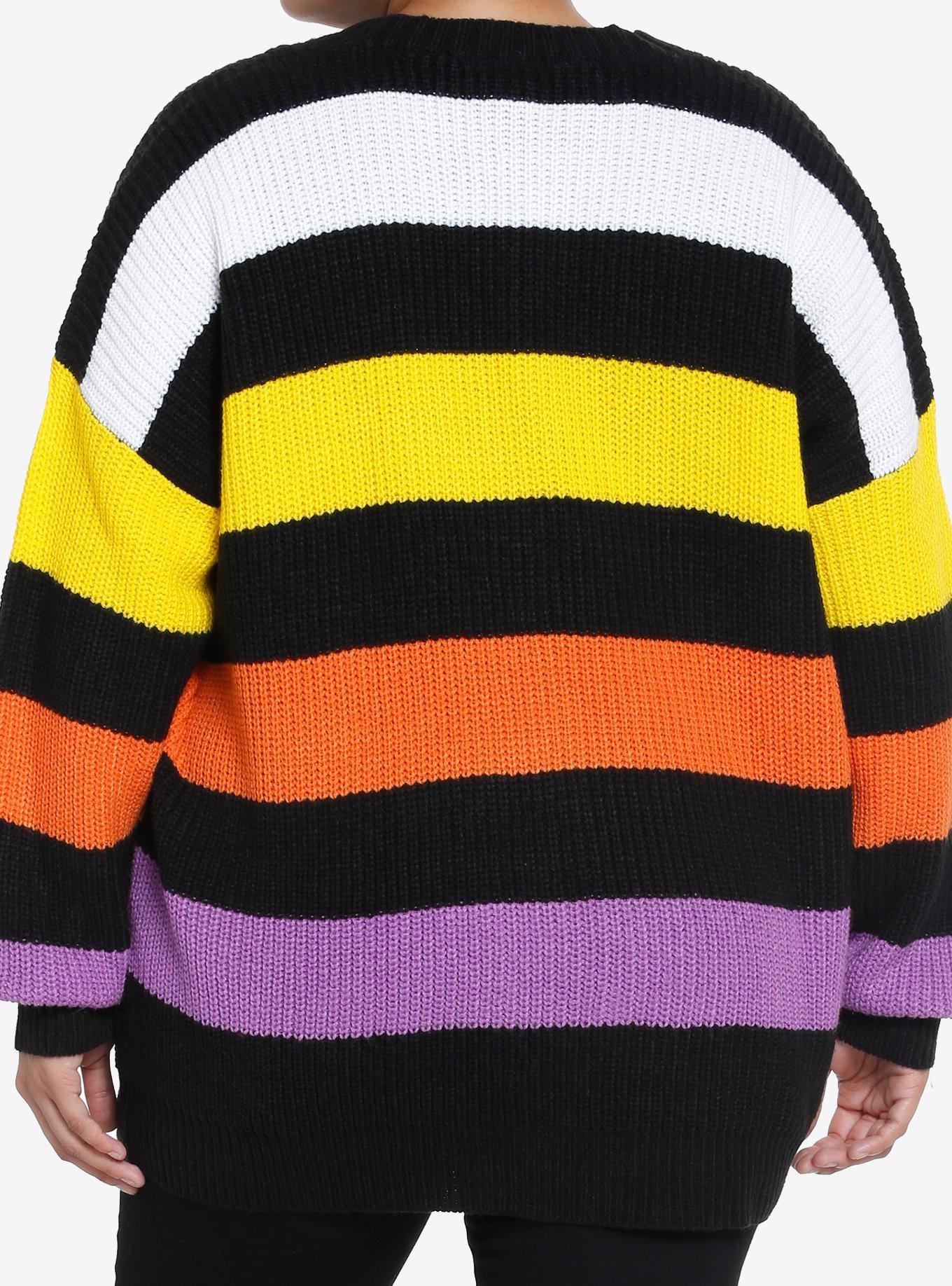 Sweet Society Kawaii Halloween Candy Stripe Girls Cardigan Plus Size, STRIPES - ORANGE, alternate