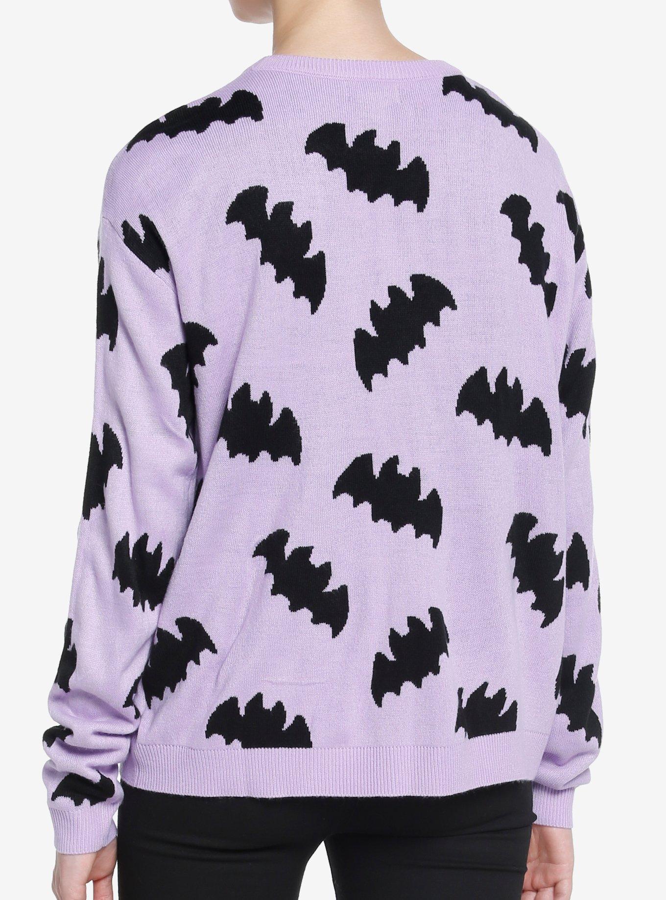 Sweet Society Purple Bats Girls Sweater, PURPLE, alternate