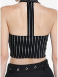 Cosmic Aura Black & White Pinstripe Girls Crop Vest, PINSTRIPE, alternate