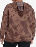 Thorn & Fable Butterfly Skull Brown Wash Girls Oversized Hoodie Plus Size, BROWN, alternate