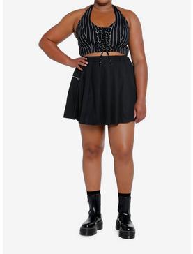 Cosmic Aura Black & White Pinstripe Girls Crop Vest Plus Size, , hi-res