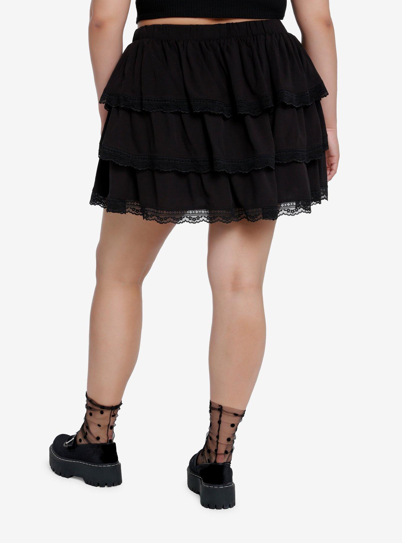 Sweet Society Black Lace Petticoat Skirt Plus Size, BLACK, alternate