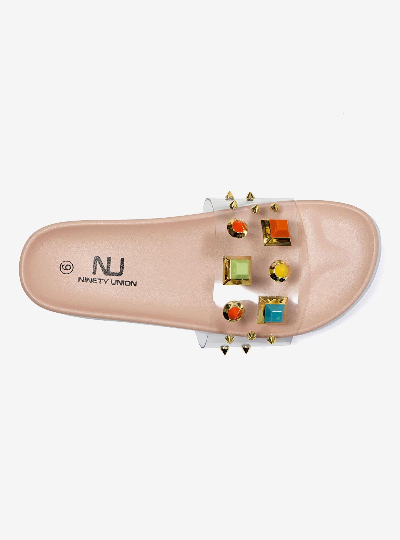 Lucite Multi Color Stone Slide Sandal