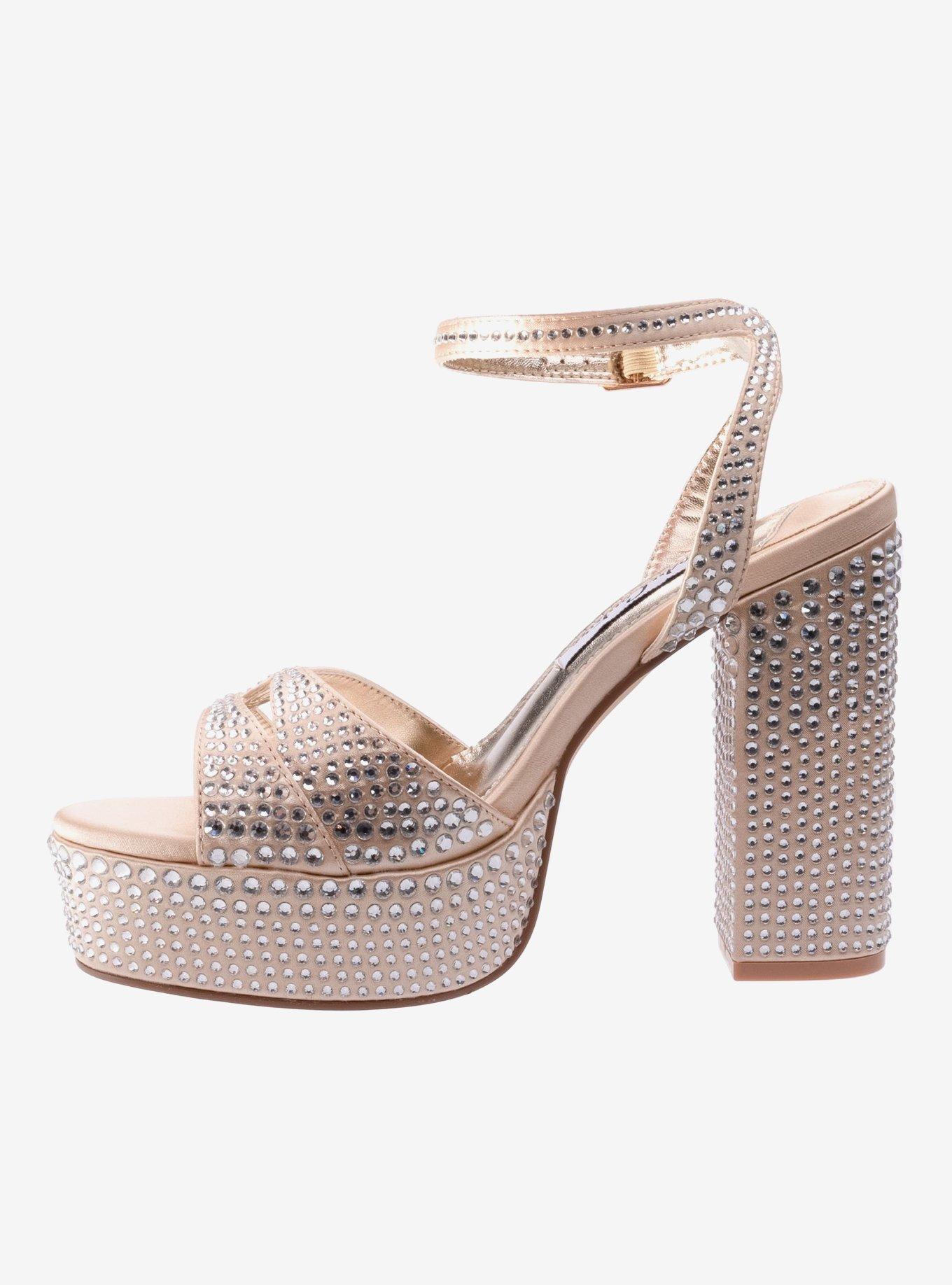 Rhinestone Beige Platform Sandal, , hi-res