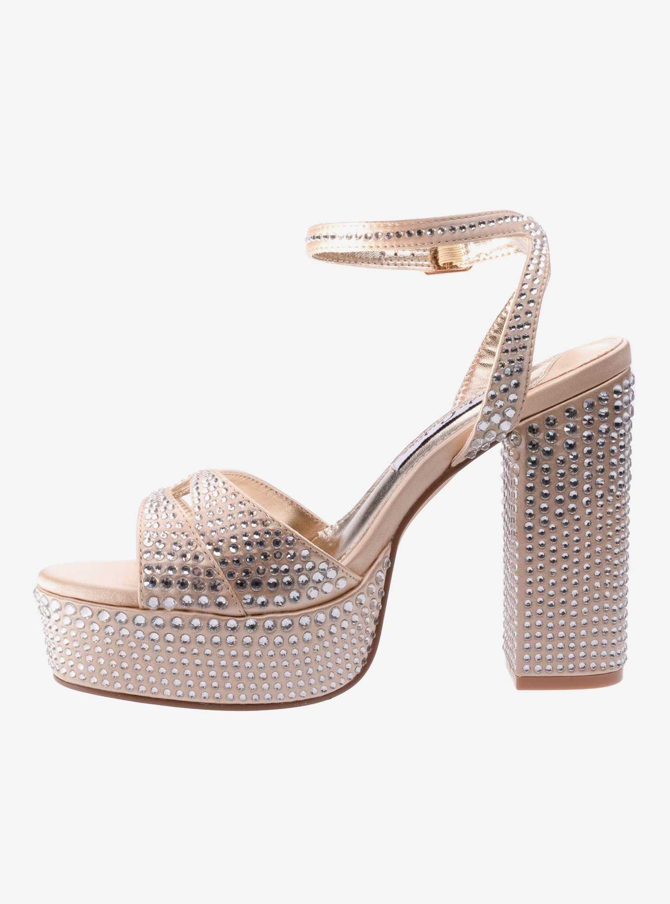 Rhinestone Beige Platform Sandal, , hi-res