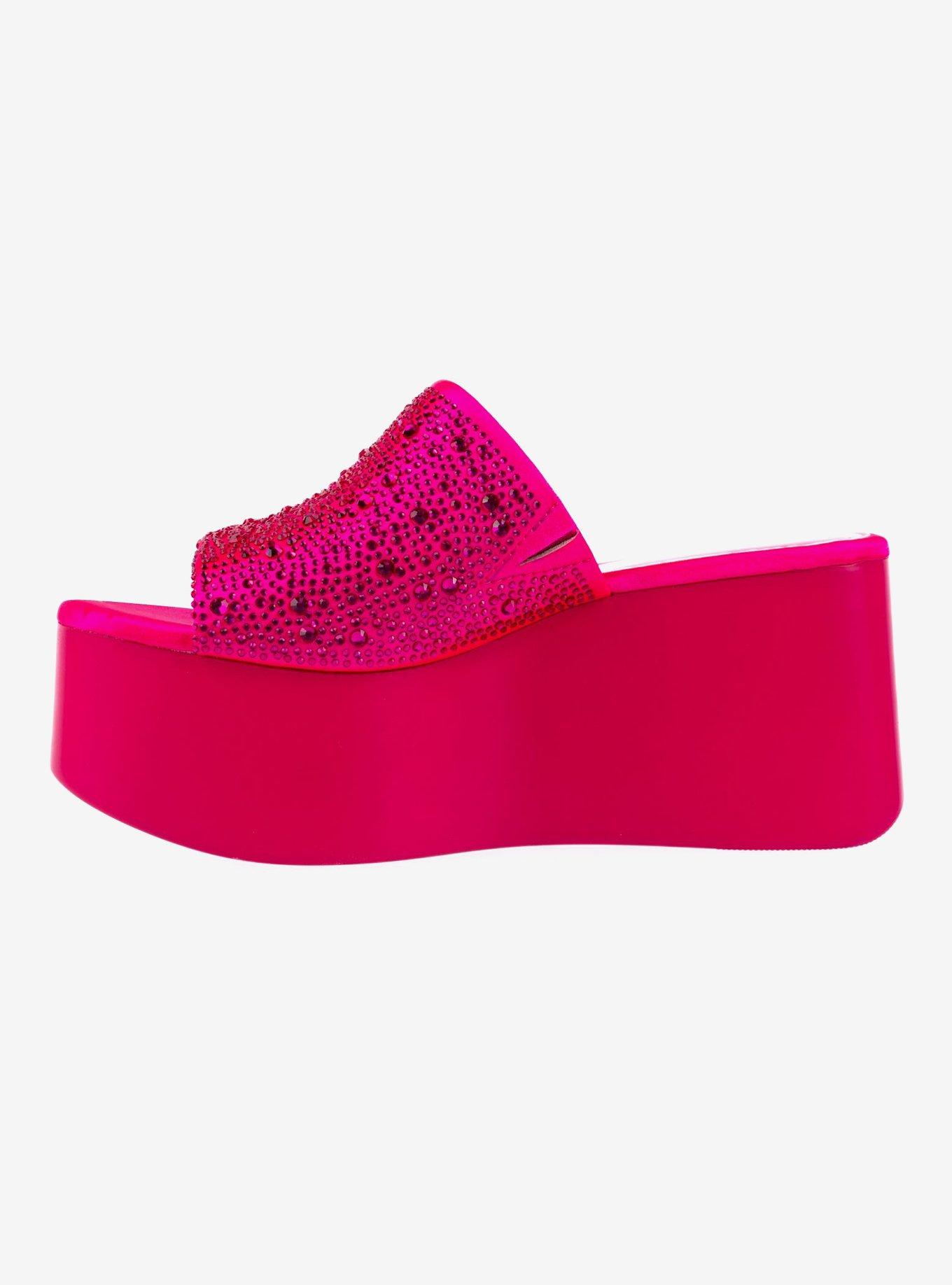 Rhinestone Hot Fuchsia Platform Wedge Sandal, HOT FUCHSIA, alternate