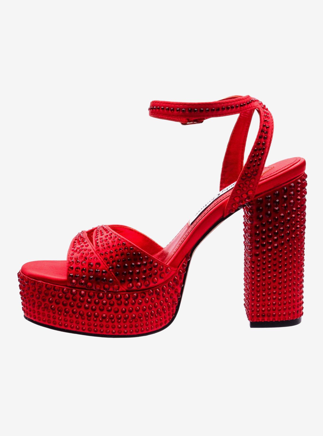 Rhinestone Red Platform Sandal, RED, alternate