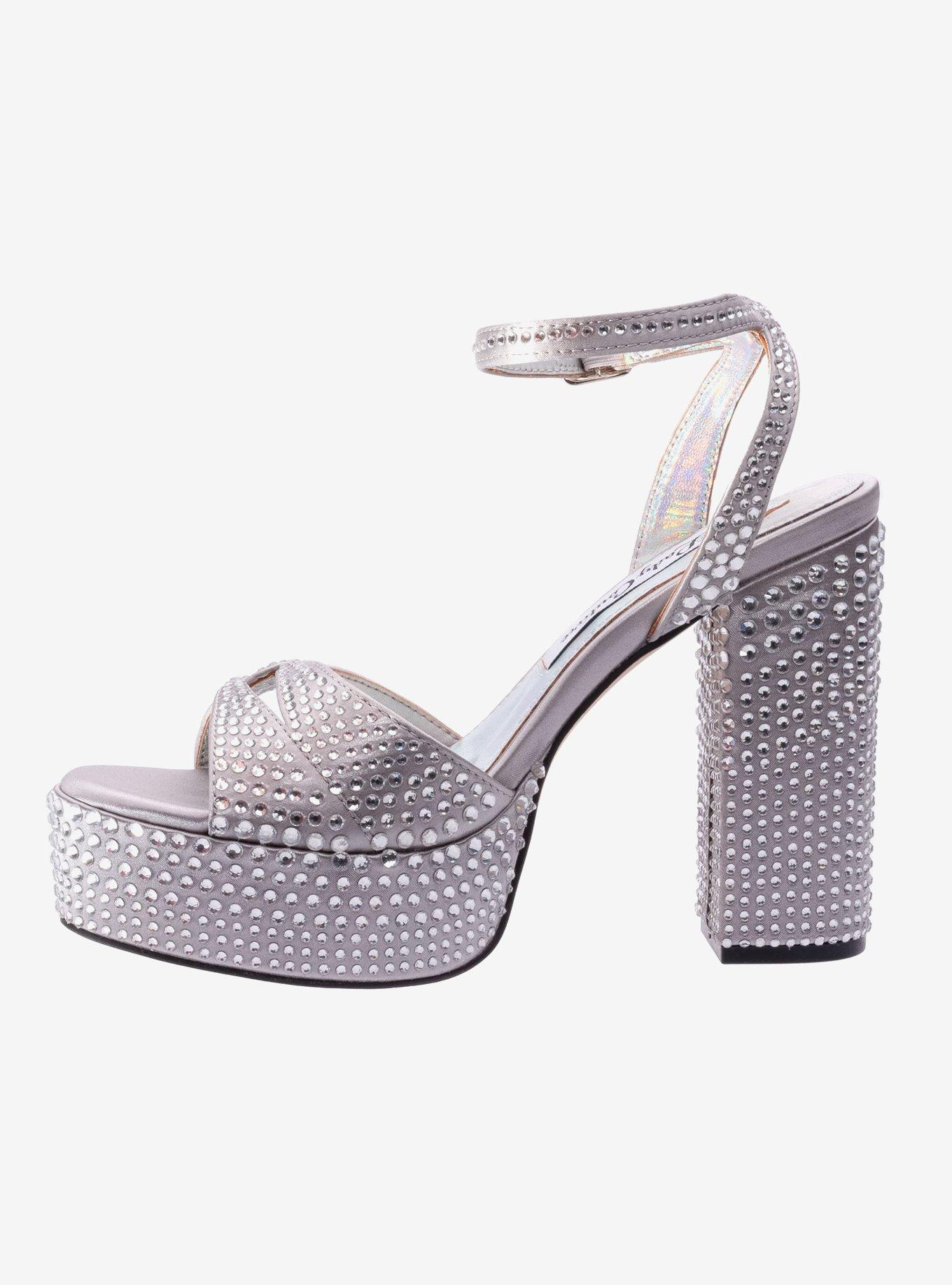 Rhinestone Silver Platform Sandal, SILVER, alternate