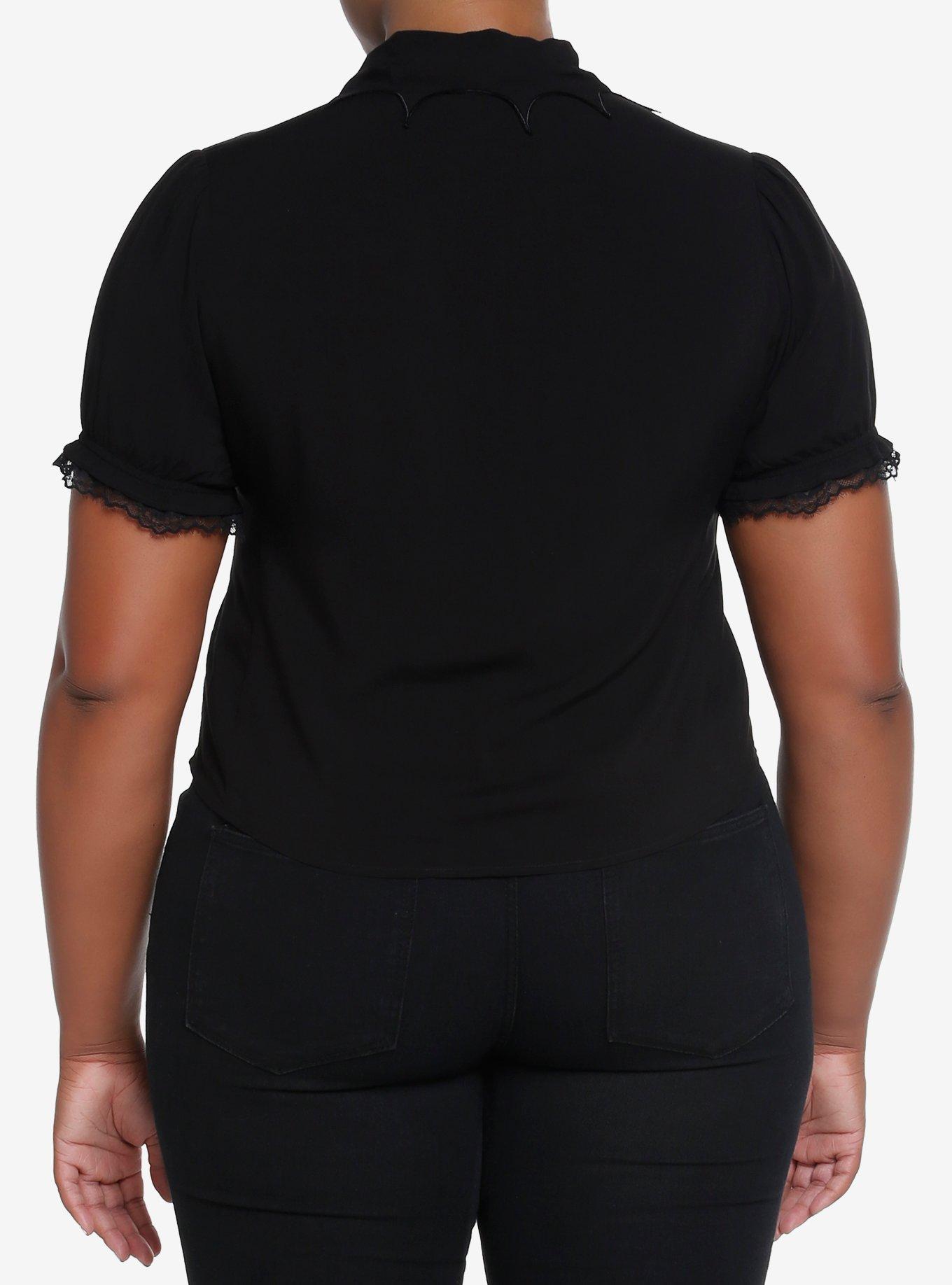 Cosmic Aura Bat Wing Collar Top Plus Size, BLACK, alternate