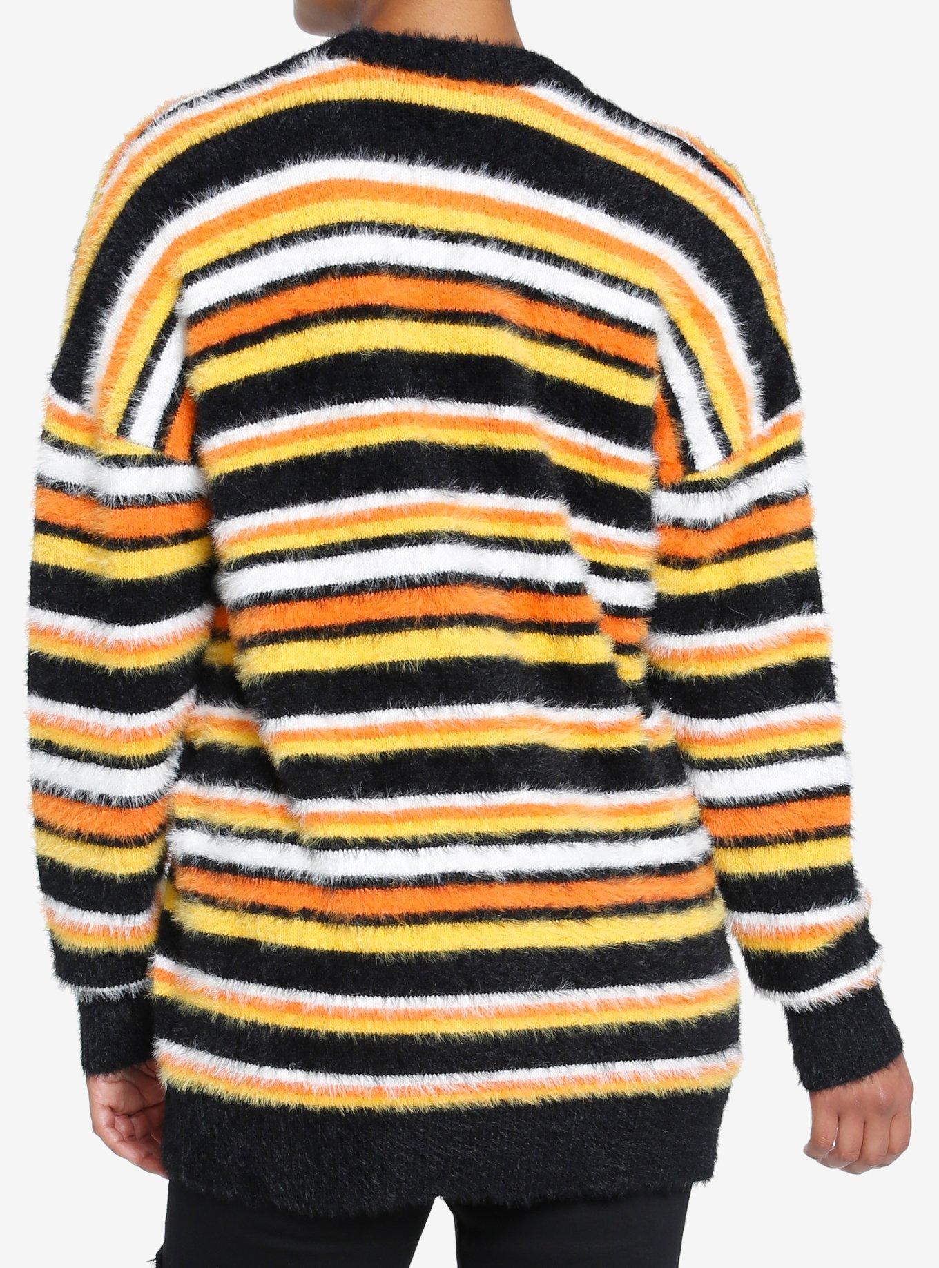 Sweet Society Candy Corn Stripe Fuzzy Cardigan, MULTI, alternate