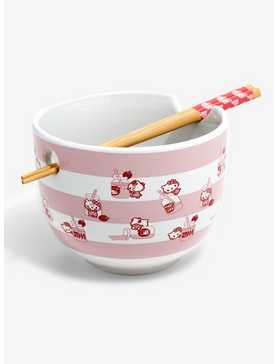 Sanrio Hello Kitty Strawberry Milk Striped Ramen Bowl with Chopsticks, , hi-res