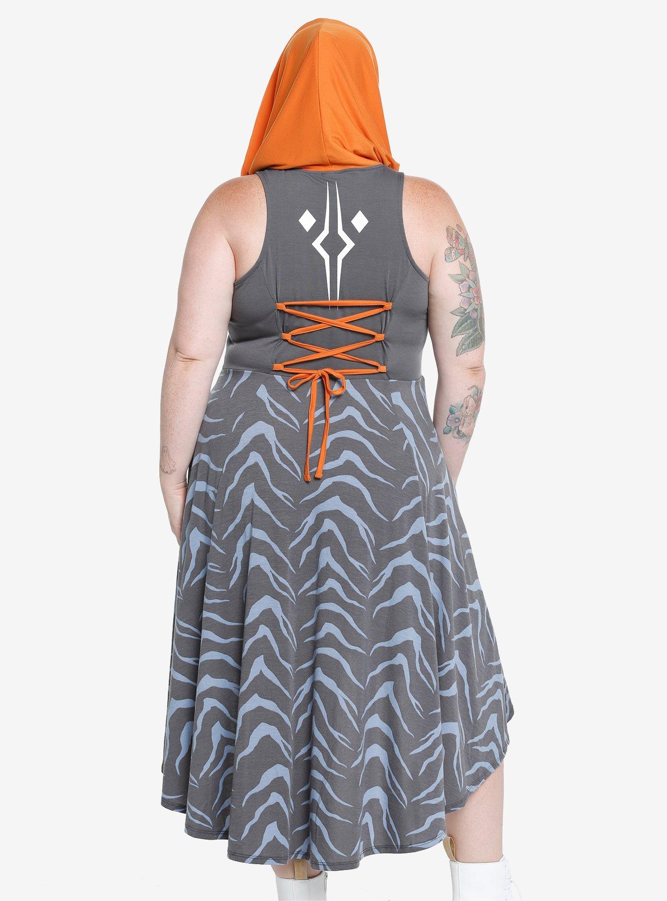 Her Universe Star Wars Ahsoka Lekku Scarf Lace-Up Dress Plus Size, MULTI, alternate