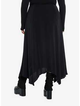 Cosmic Aura Black Hanky Hem Maxi Skirt Plus Size, , hi-res