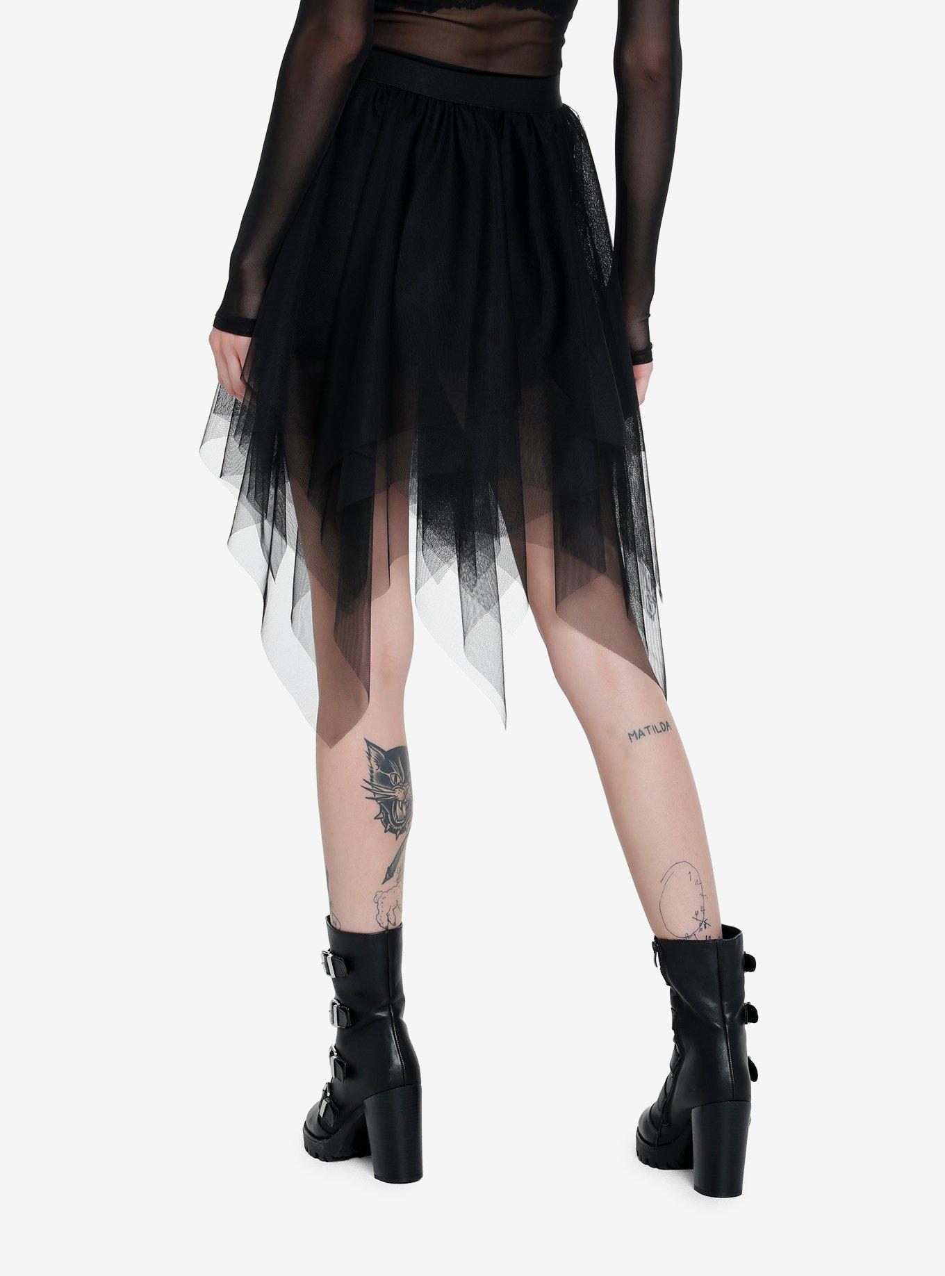 Cosmic Aura Black Hanky Hem Tutu Skirt, BLACK, alternate