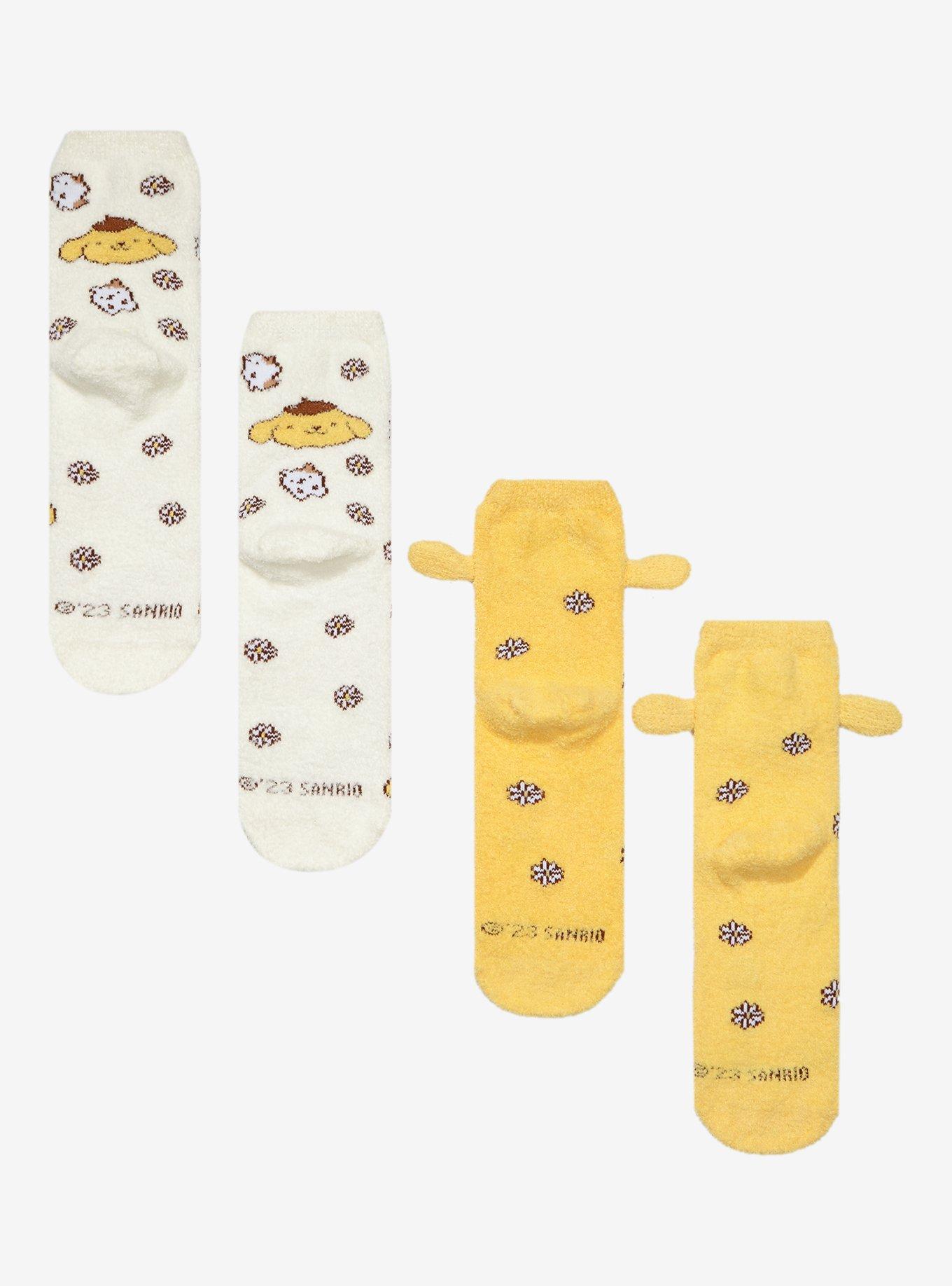 Pompompurin Flower Fuzzy Crew Socks 2 Pair, , alternate