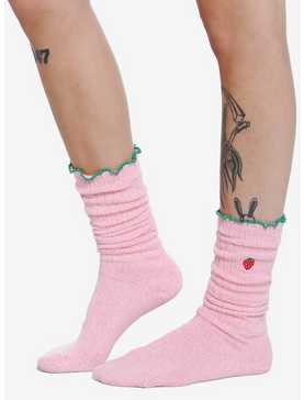 Strawberry Slouchy Cozy Socks, , hi-res