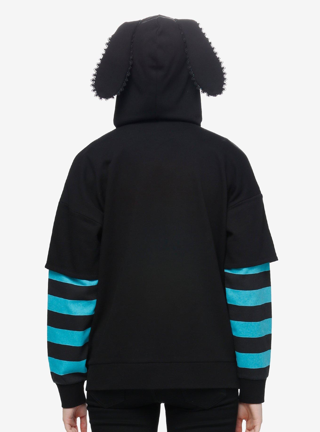 Hatsune Miku Jumbo Print Stripe Girls Hoodie, MULTI, alternate