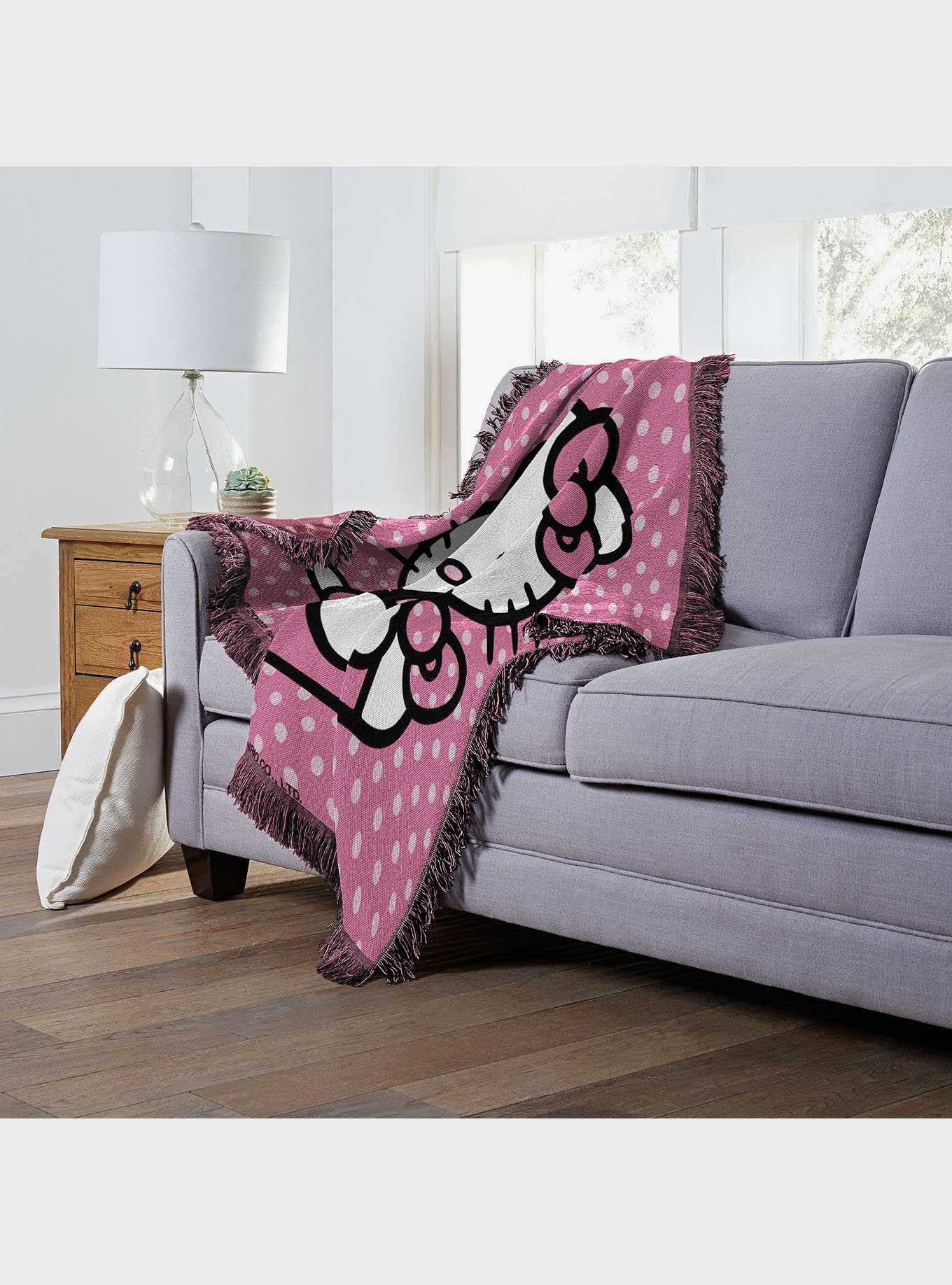 Hello Kitty Perfect Polka Dots Woven Jacquard Throw Blanket, , hi-res