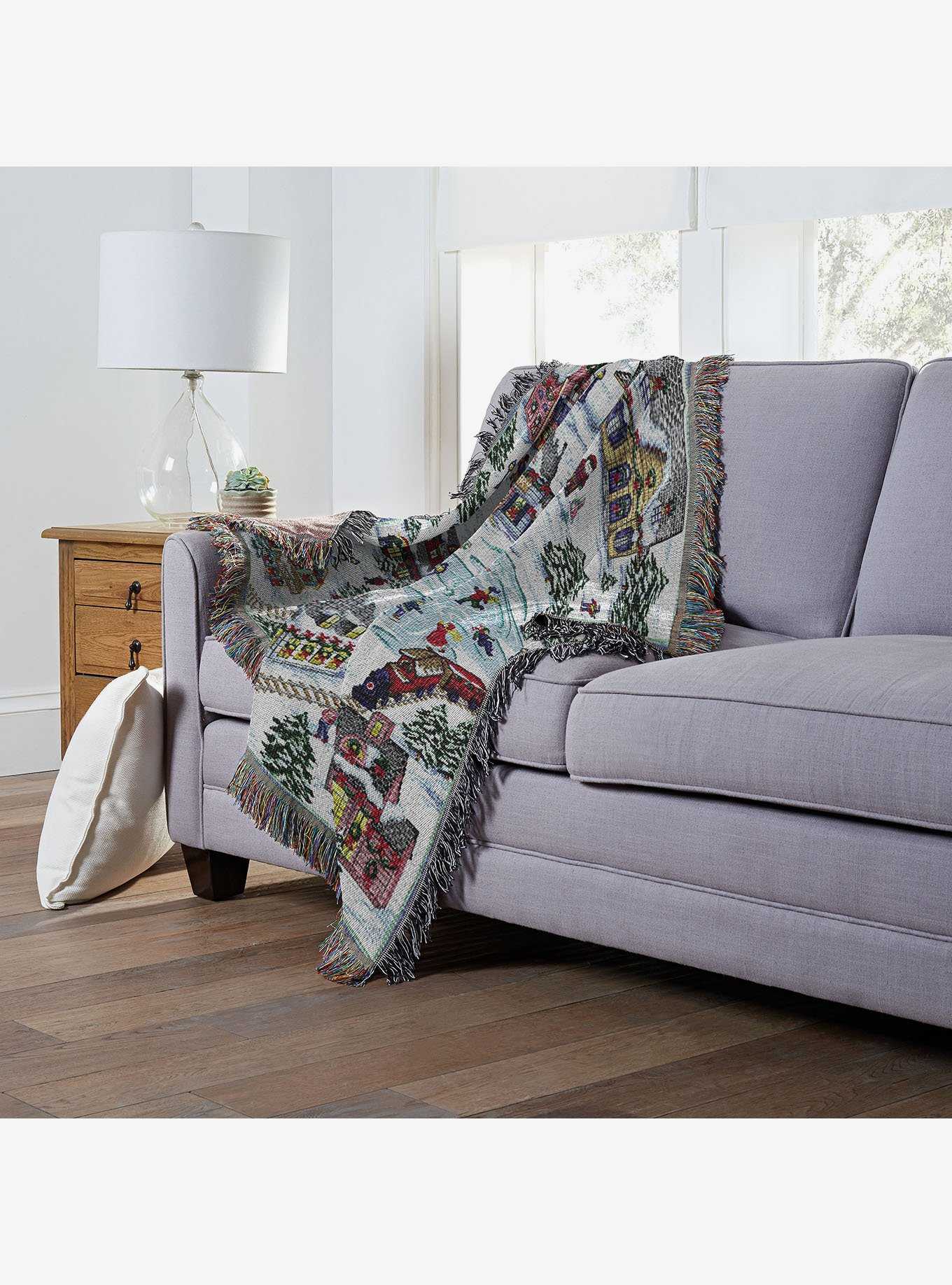 Snowy Village Holiday Woven Tapestry Throw Blanket, , hi-res