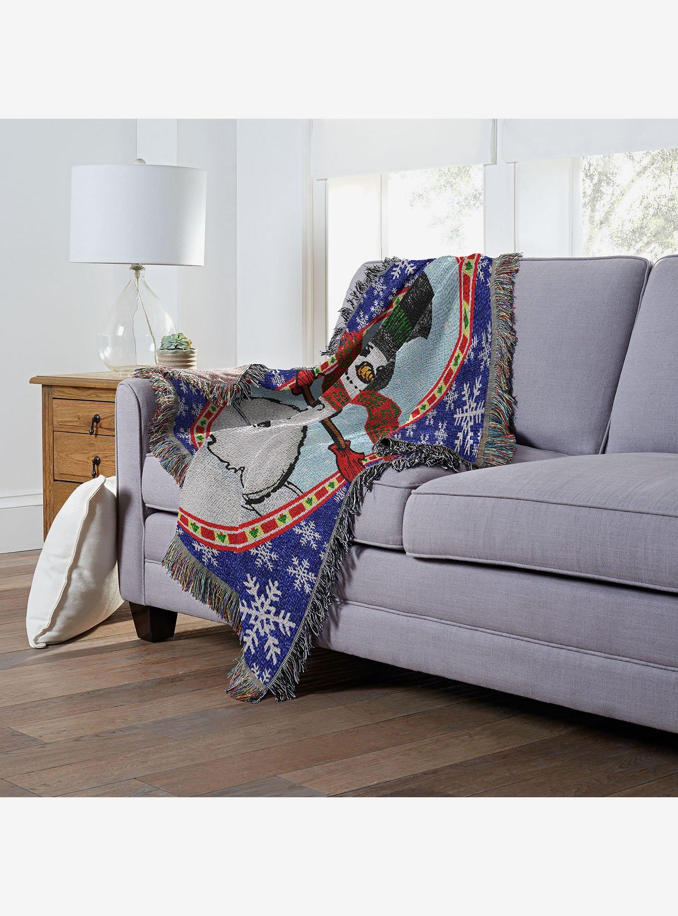Bright Happy Snowman Holiday Woven Tapestry Throw Blanket, , alternate