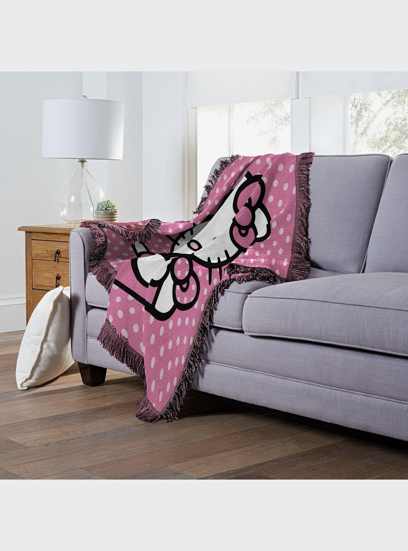 Hello Kitty Perfect Polka Dots Woven Jacquard Throw Blanket, , alternate