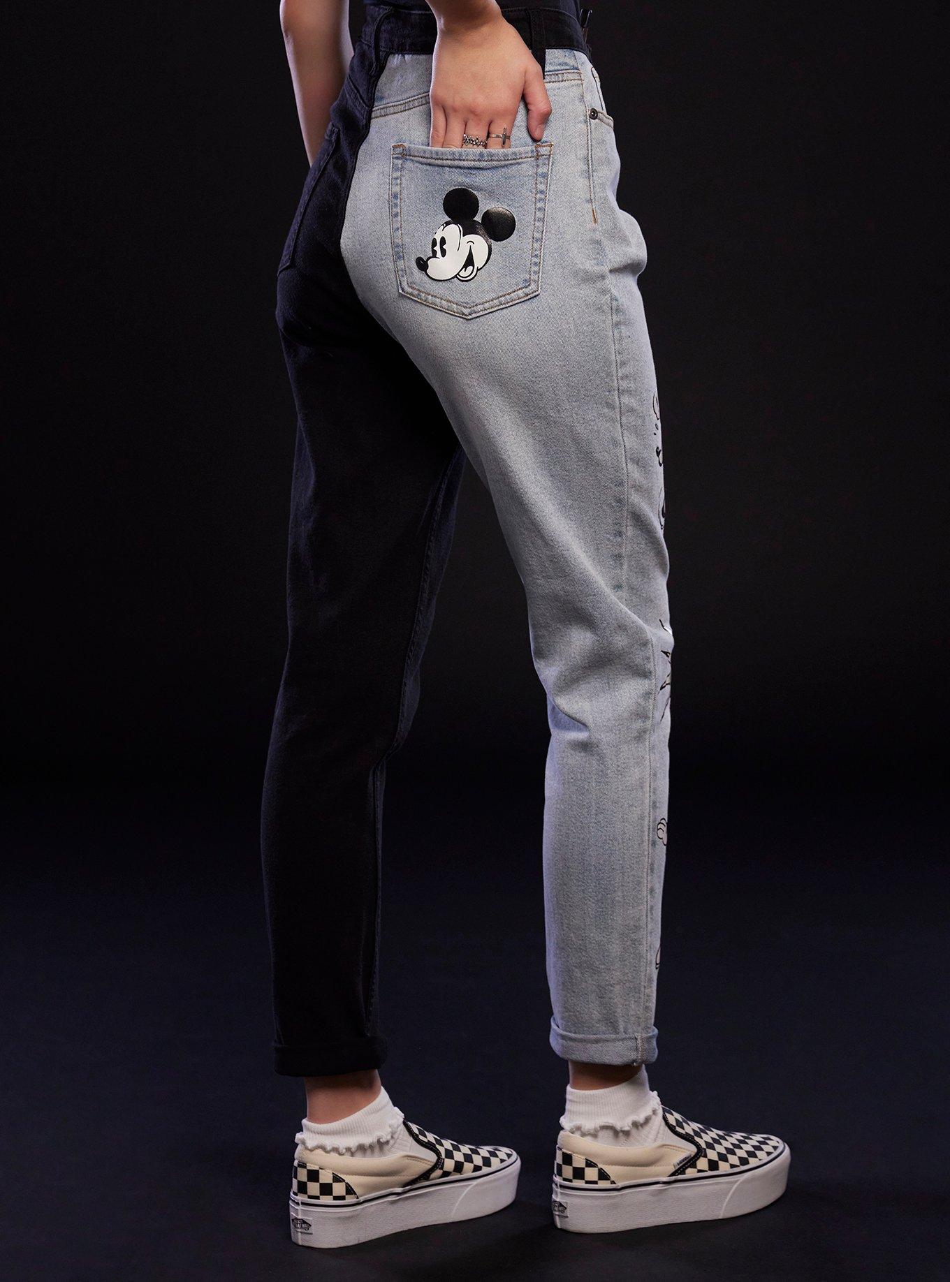 Disney Mickey Mouse Classic Split Mom Jeans, MULTI, alternate