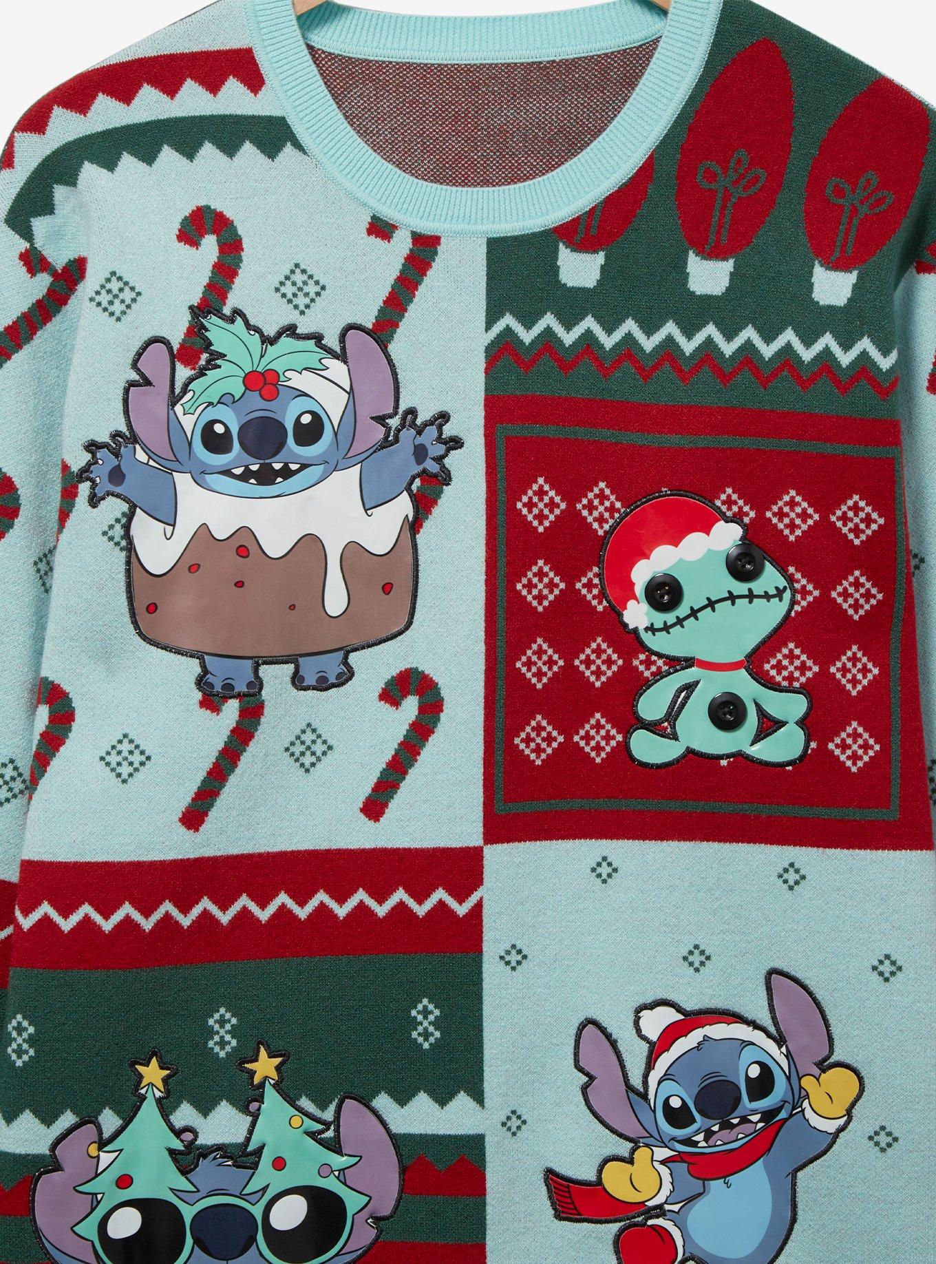 Disney Lilo & Stitch Holiday Stitch Portraits Sweater - BoxLunch Exclusive, MULTI, alternate