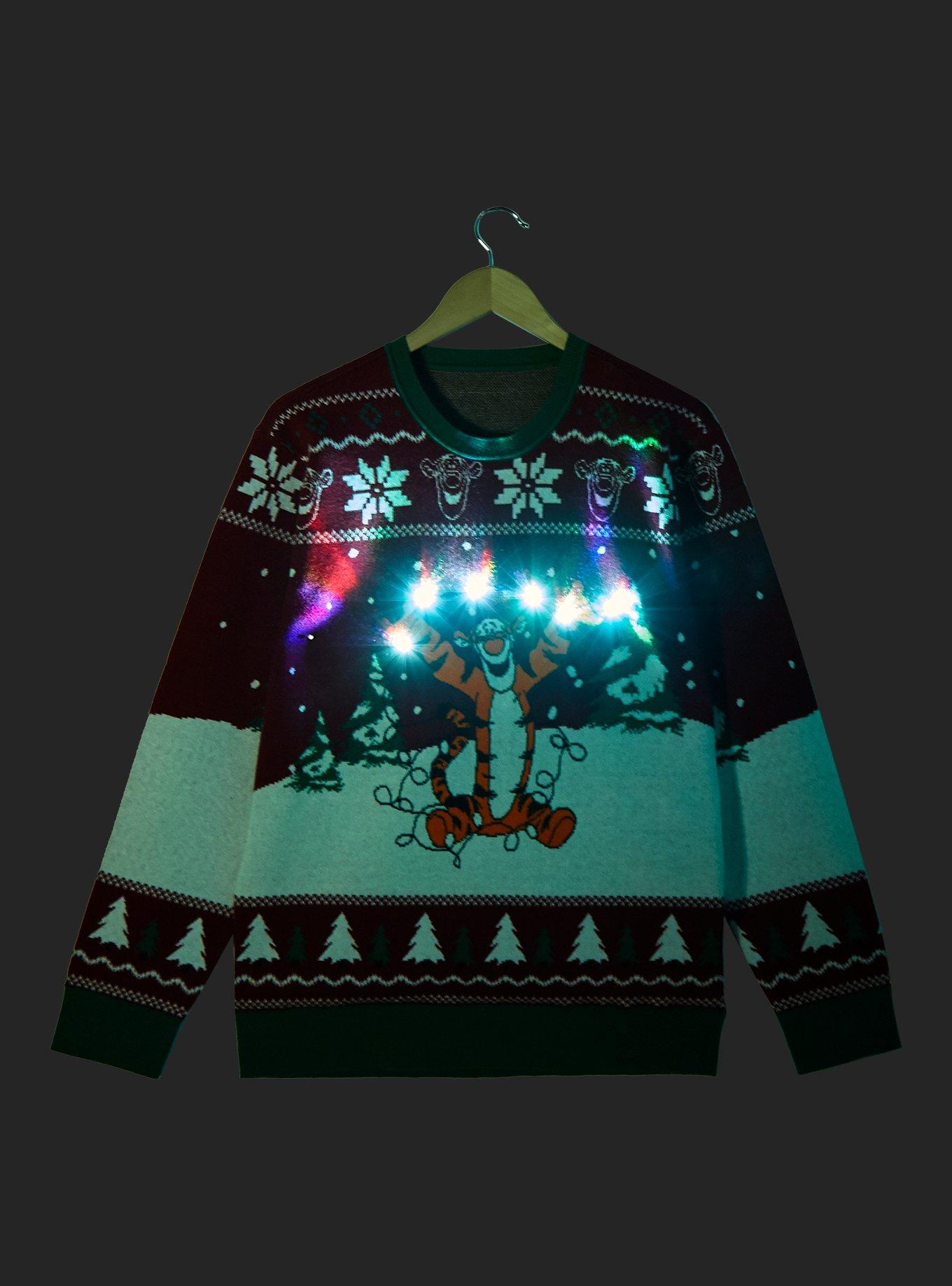 Disney Winnie the Pooh Tigger Holiday Lights Light-Up Sweater - BoxLunch Exclusive, RED, alternate