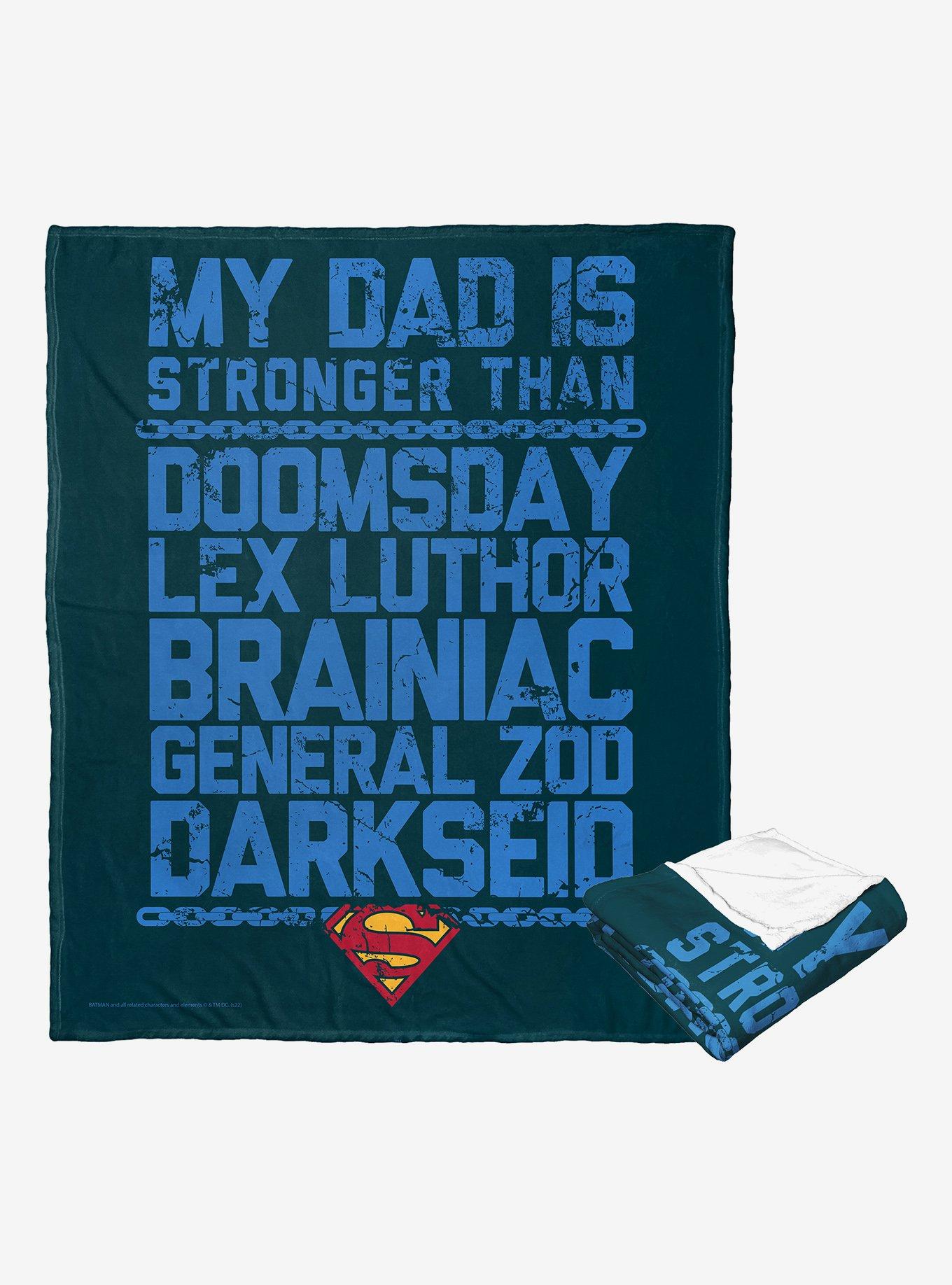 DC Comics Superman Strongest Dad Throw Blanket, , alternate