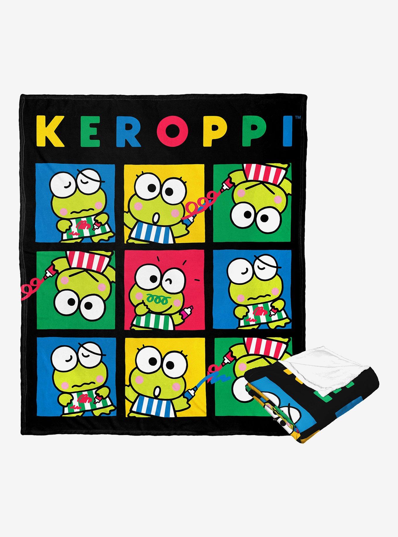 Keroppi Scribble Squares Silk Touch Throw Blanket, , hi-res