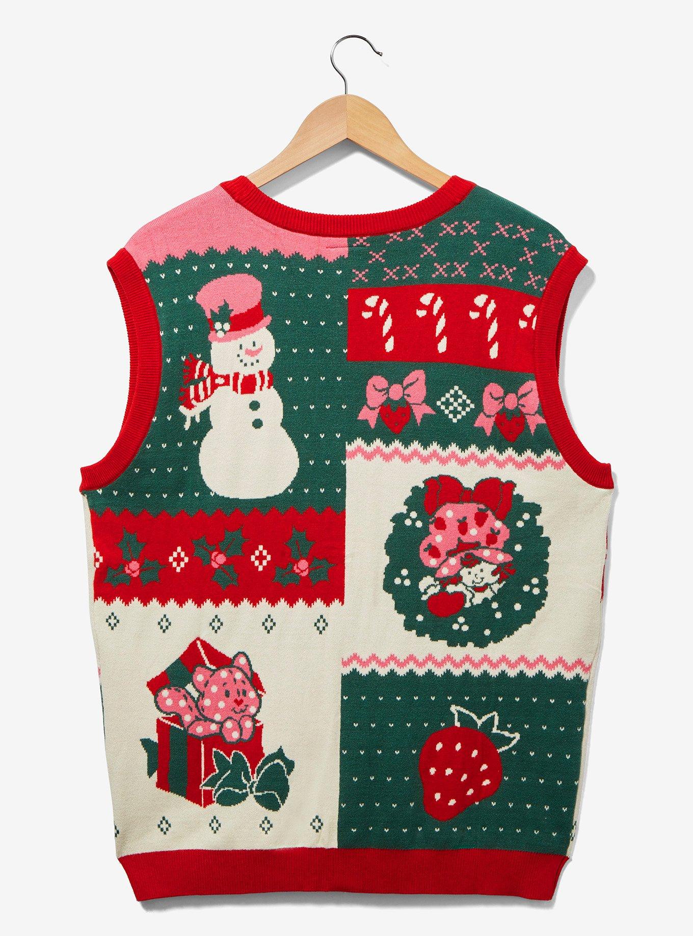 Strawberry Shortcake Holiday Icons Button-Up Sweater Vest - BoxLunch Exclusive, MULTI, alternate