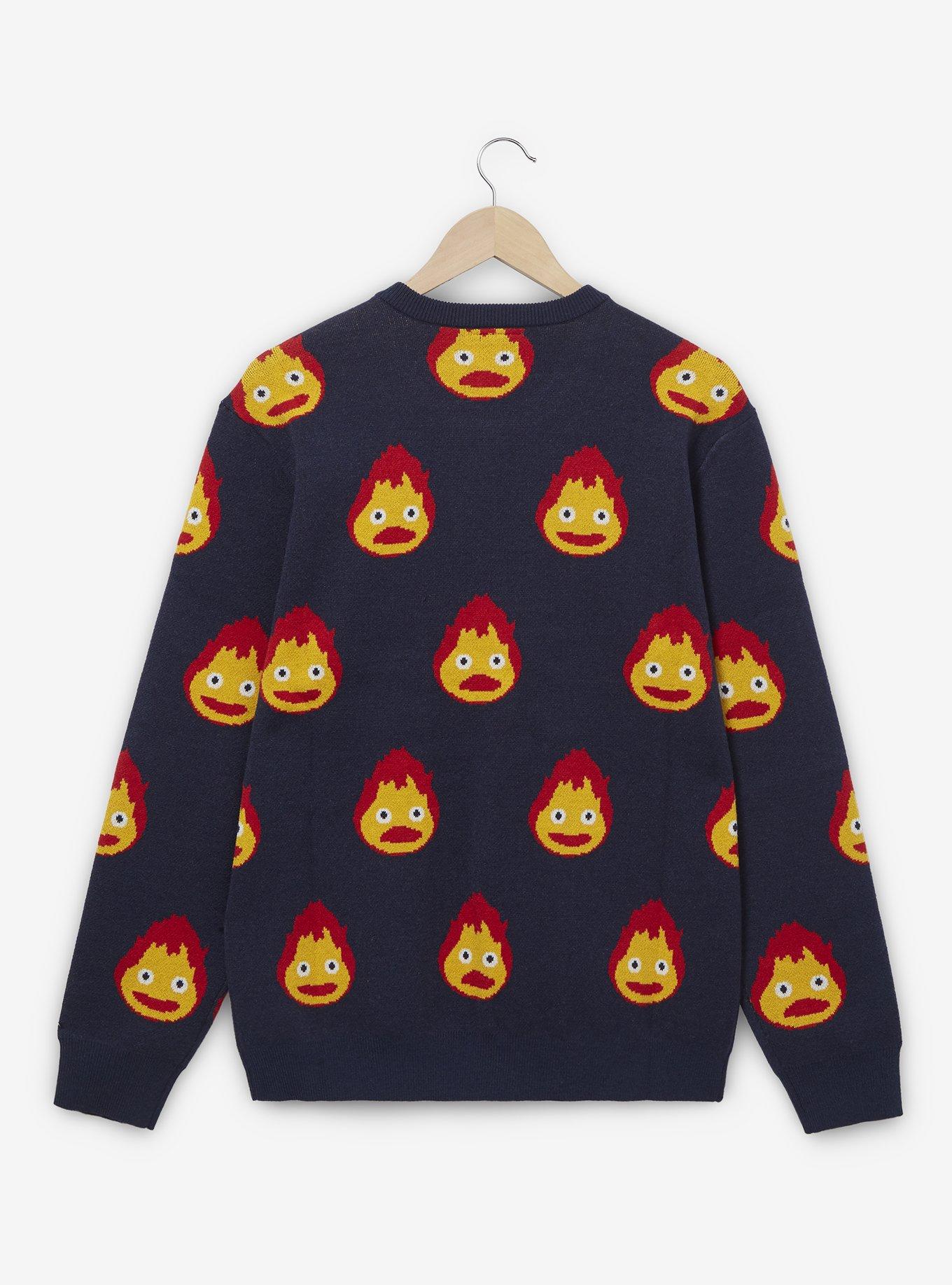Studio Ghibli Howl's Moving Castle Calcifer Expressions Allover Print Sweater - BoxLunch Exclusive, NAVY, alternate
