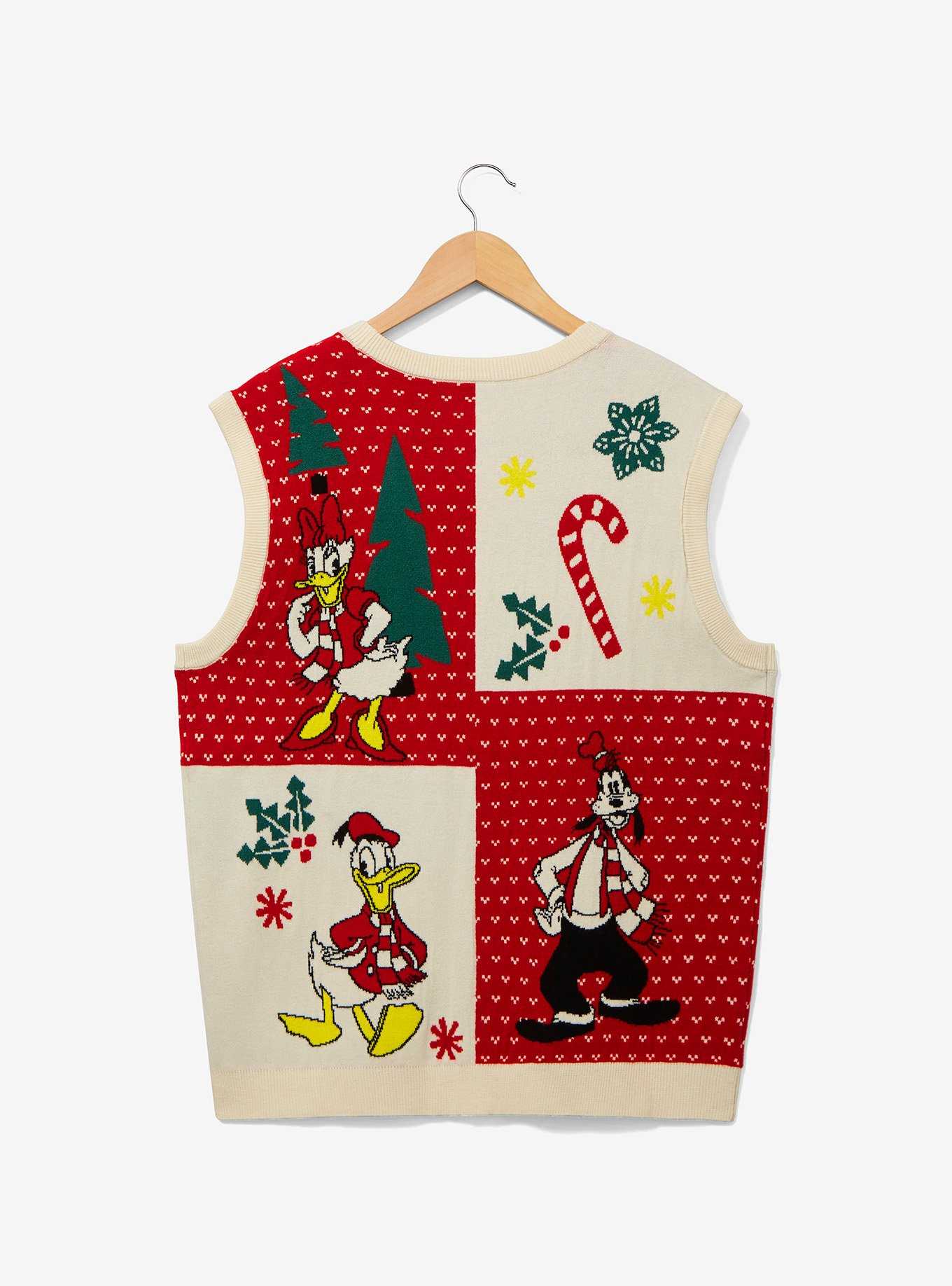 Disney Mickey Mouse & Friends Holiday Icons Button-Up Sweater Vest - BoxLunch Exclusive, , hi-res