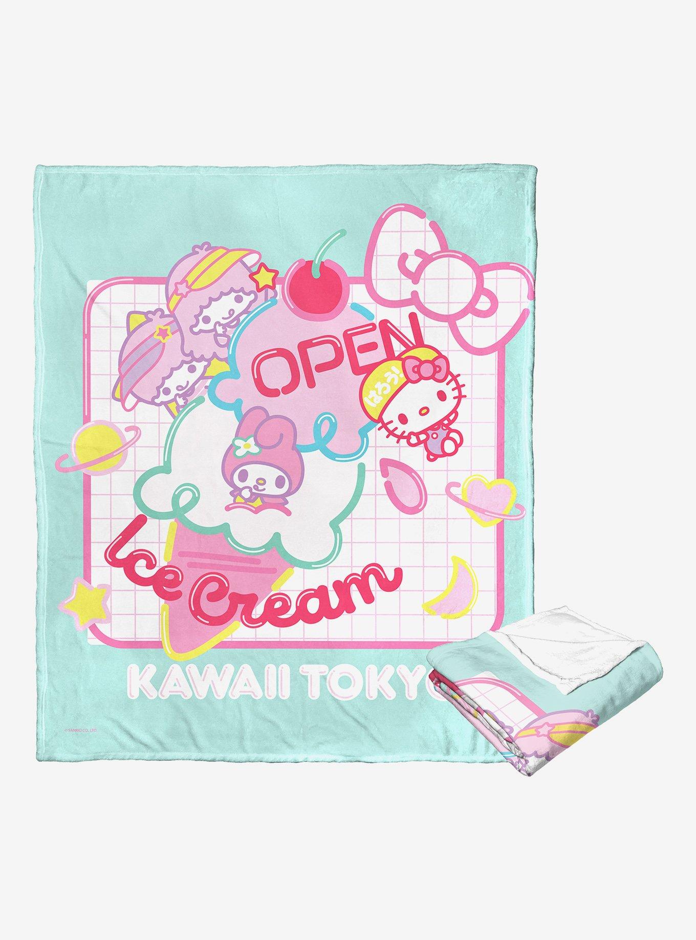 Sanrio Hello Kitty Ice Cream Sign Throw Blanket, , alternate