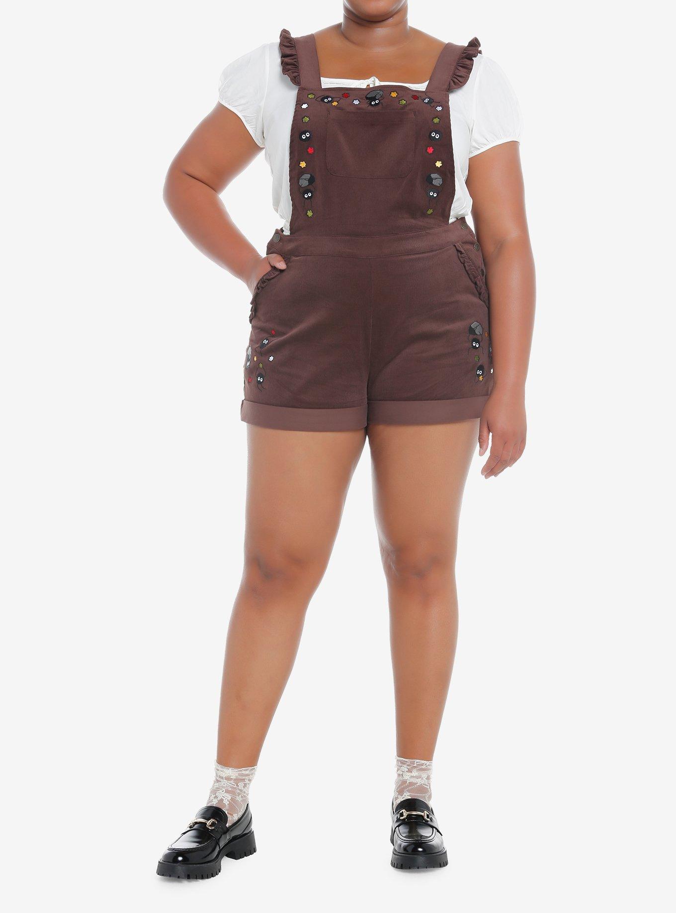 Her Universe Studio Ghibli Spirited Away Soot Sprites Corduroy Ruffle Shortalls Plus Size, , hi-res