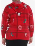 Her Universe Disney Mickey Mouse Holiday Red Plaid Hooded Cardigan Plus Size, MULTI, alternate
