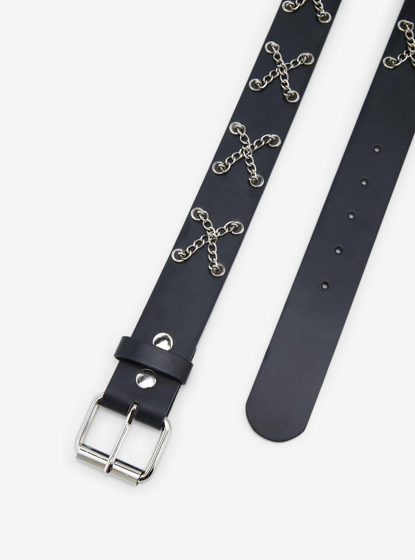 Black & Silver Crisscross Chain Belt