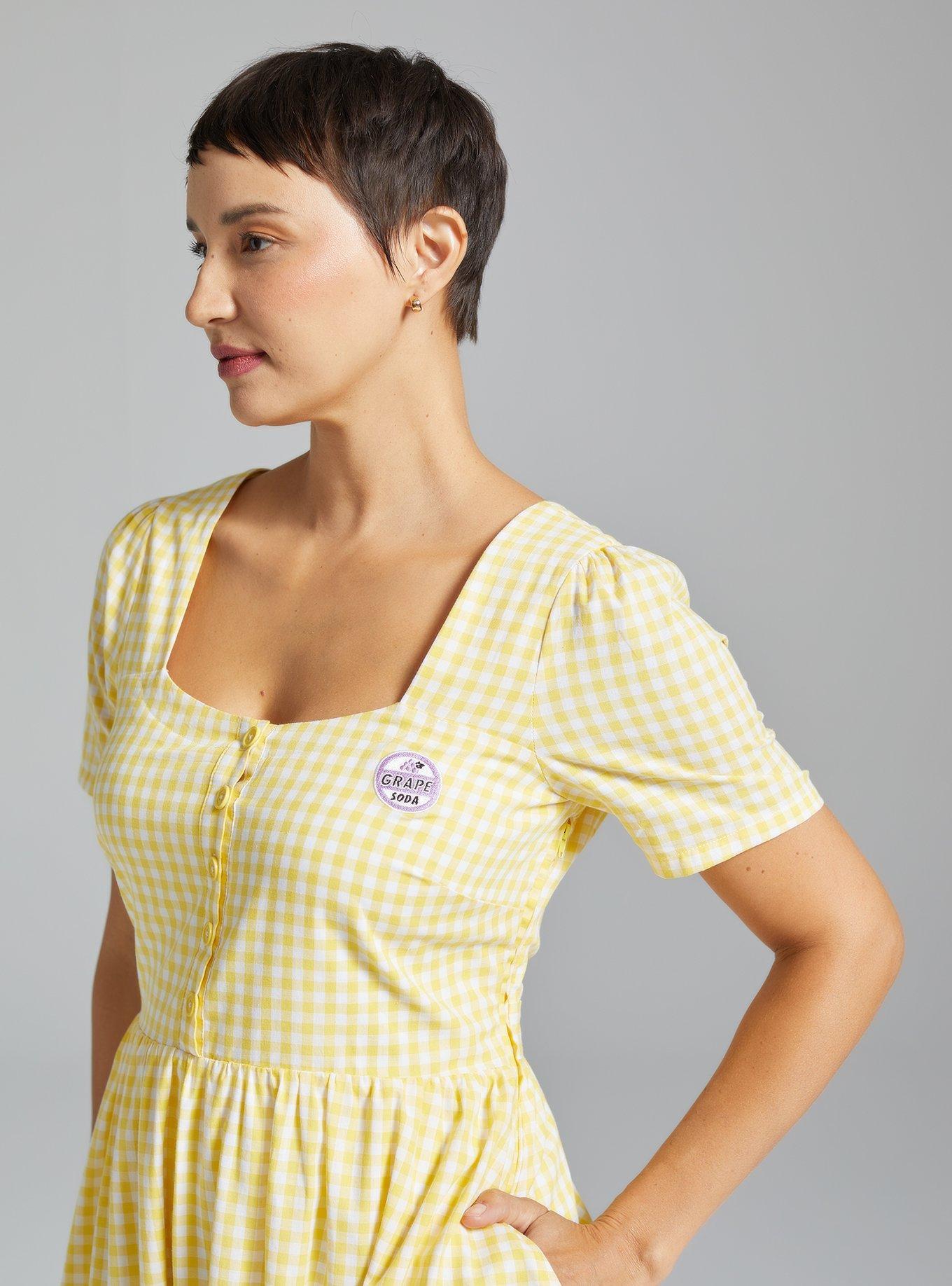 Disney Pixar Up Gingham Houses Button Up Midi Dress - BoxLunch Exclusive, YELLOW, alternate