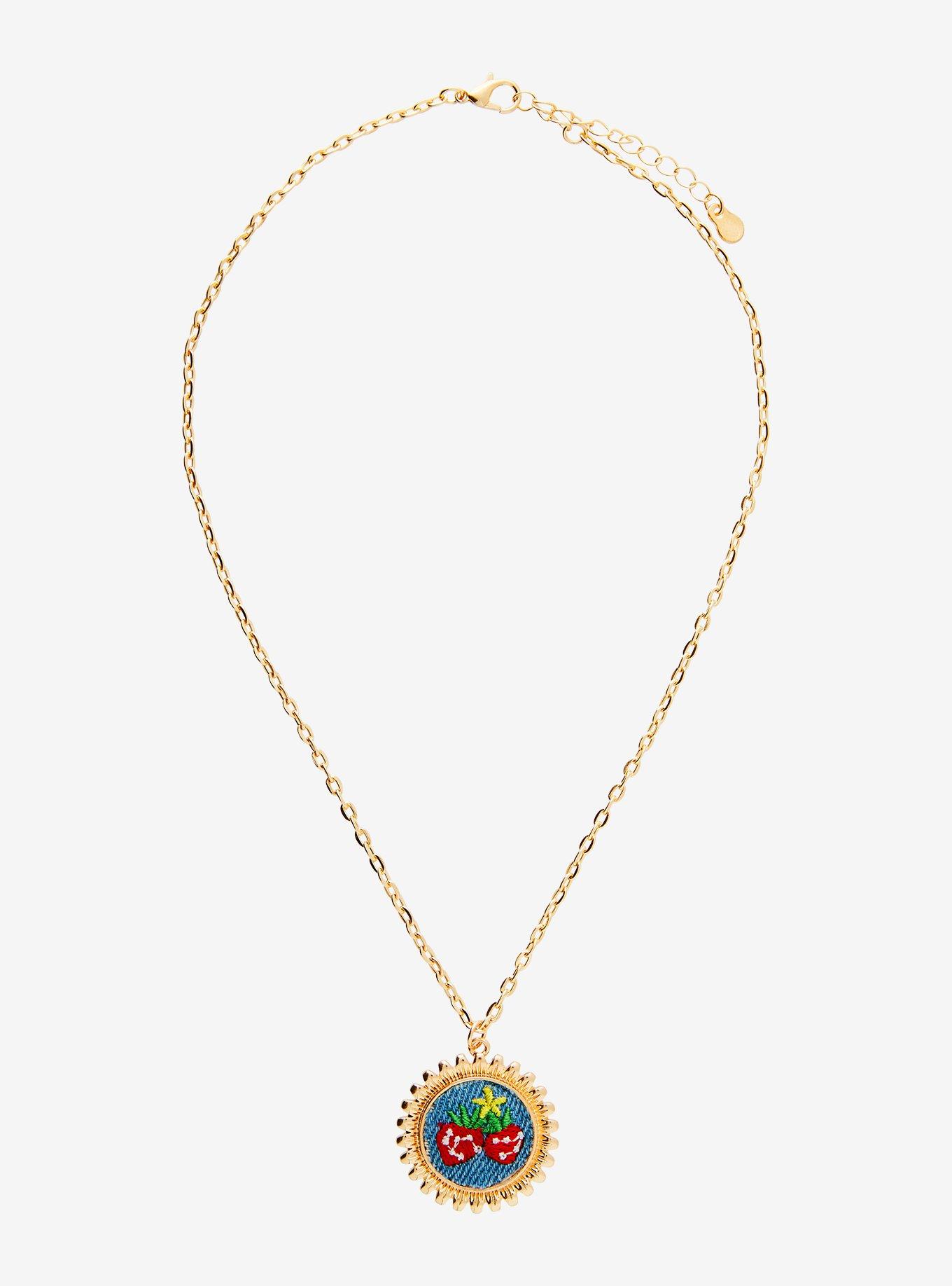 Thorn & Fable Embroidered Strawberry Necklace, , alternate