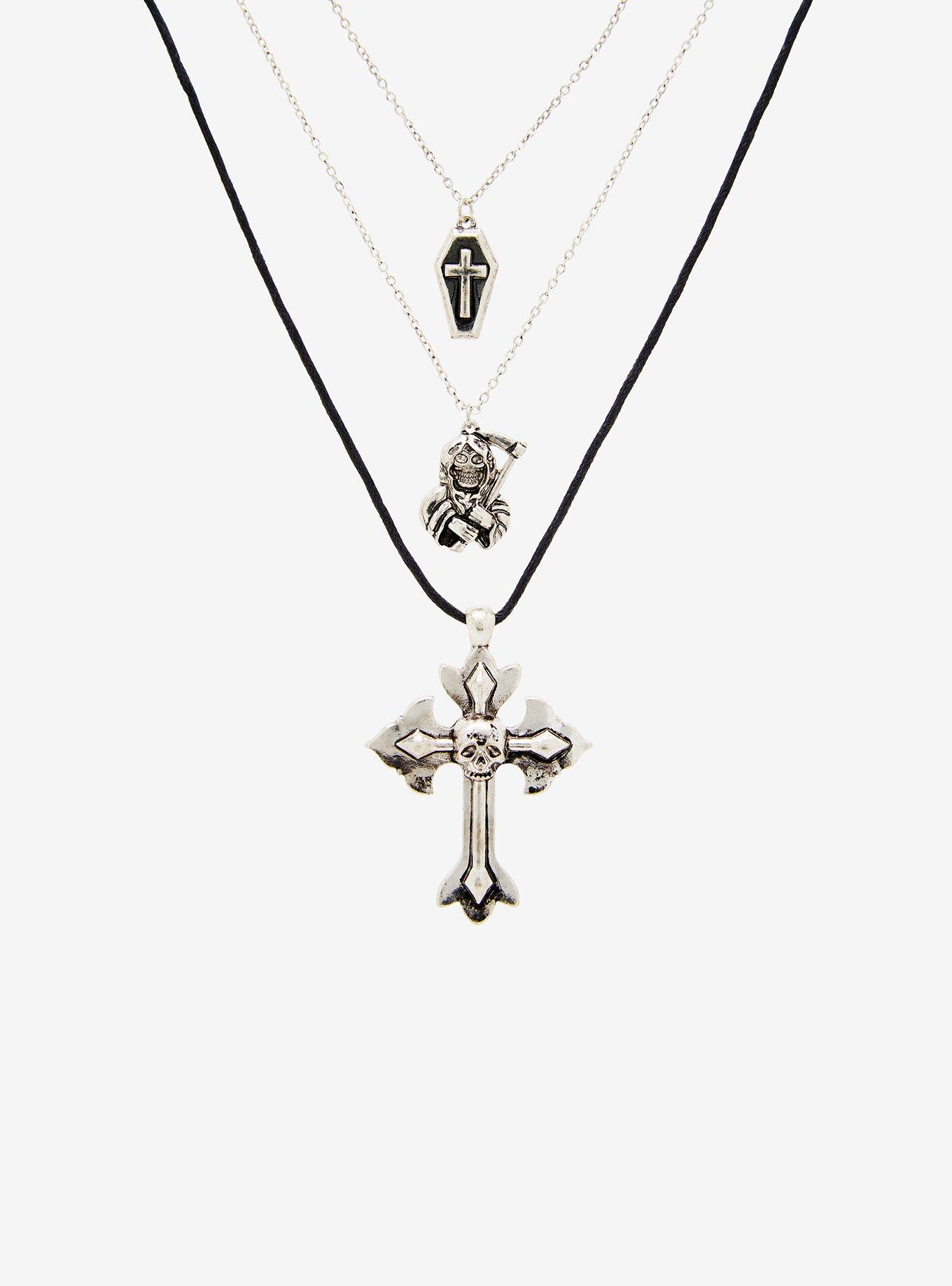 Social Collision Gothic Cross Grim Reaper Necklace Set, , alternate