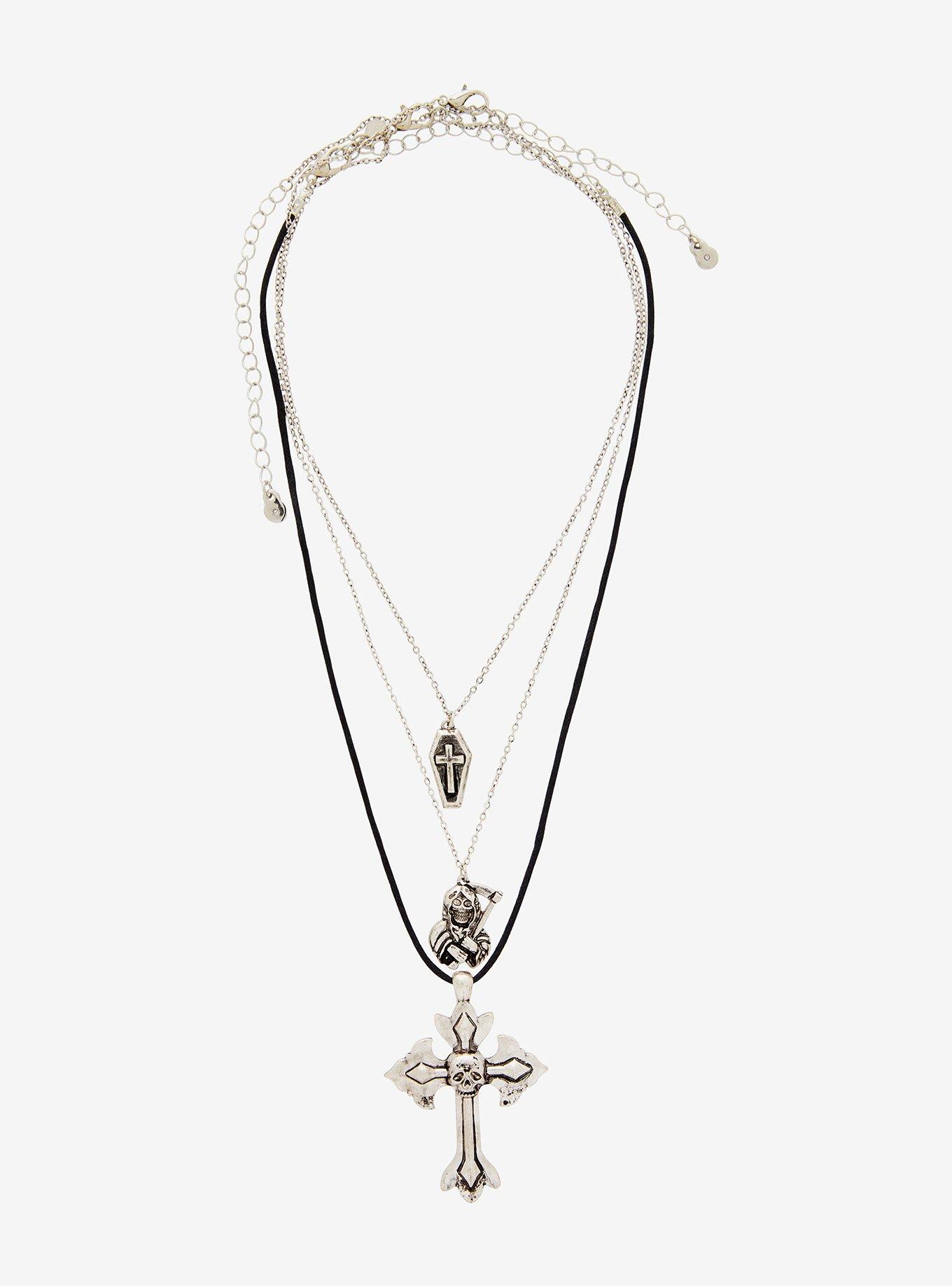 Social Collision Gothic Cross Grim Reaper Necklace Set, , alternate